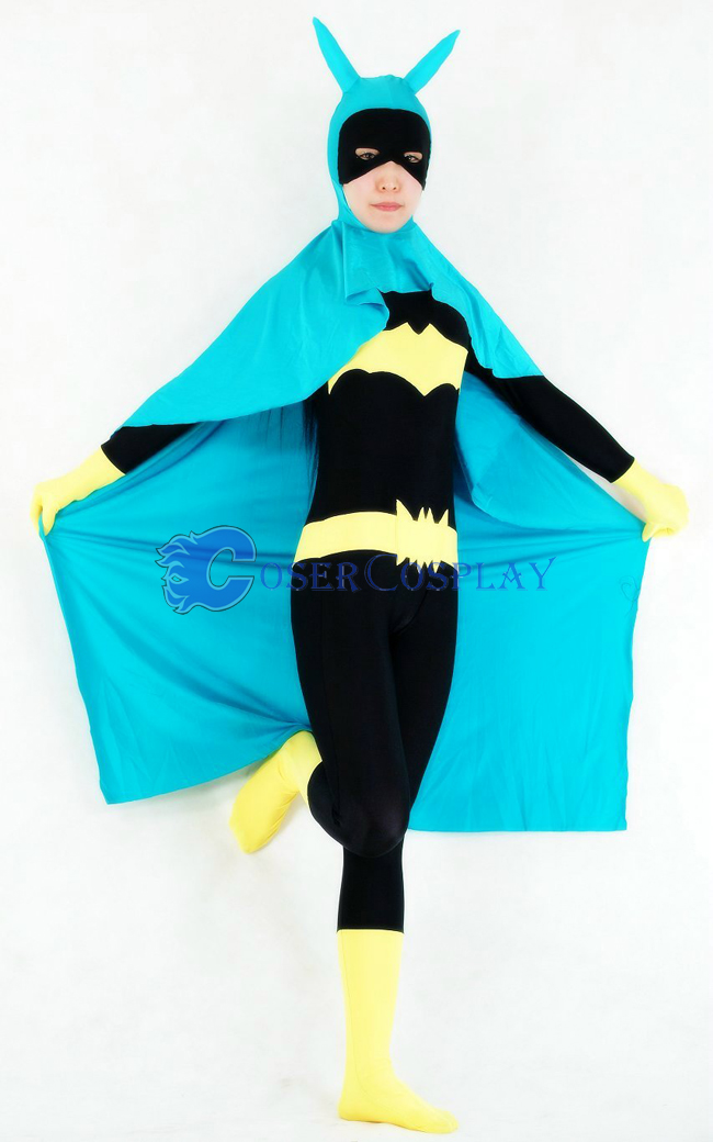 Batman Costume Zentai Batgirl With Blue Cape